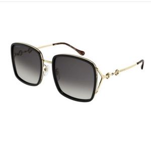 Gucci Kering Sunglasses Black - Gold square frame